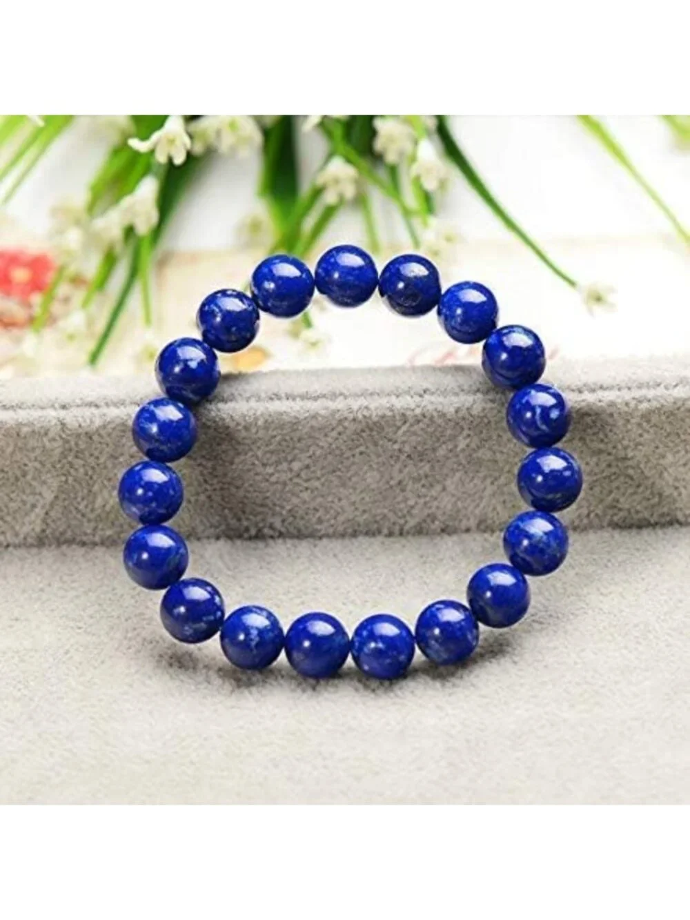 Handmade Crystal Agate & Lapis Lazuli Bead Stretch Bracelet - Gemstone